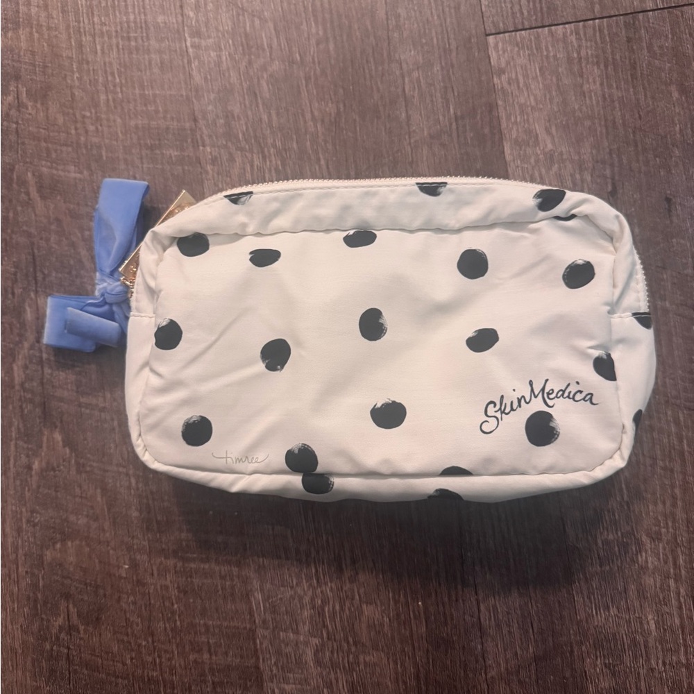 SkinMedica White Bag with Black Dots and Blue Accent